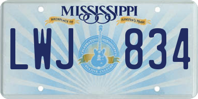 MS license plate LWJ834