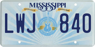 MS license plate LWJ840