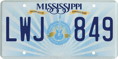 MS license plate LWJ849