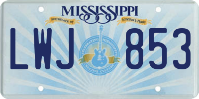 MS license plate LWJ853