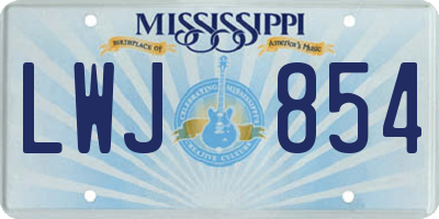 MS license plate LWJ854