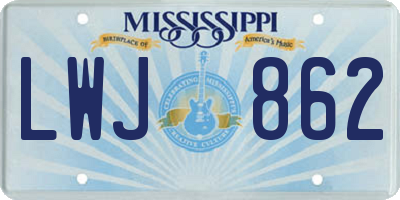 MS license plate LWJ862