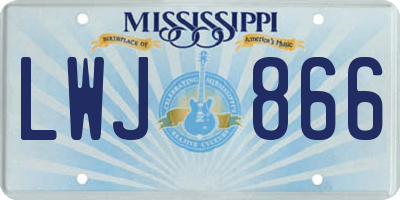 MS license plate LWJ866
