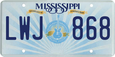MS license plate LWJ868