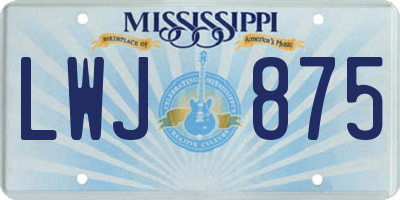 MS license plate LWJ875