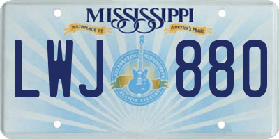 MS license plate LWJ880