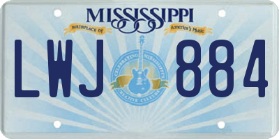 MS license plate LWJ884