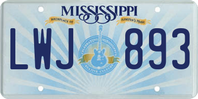 MS license plate LWJ893