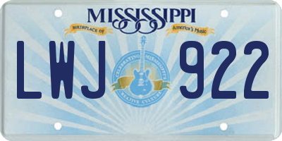 MS license plate LWJ922