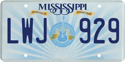 MS license plate LWJ929