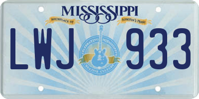 MS license plate LWJ933