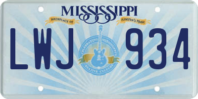 MS license plate LWJ934