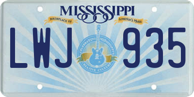 MS license plate LWJ935