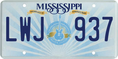 MS license plate LWJ937