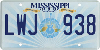 MS license plate LWJ938