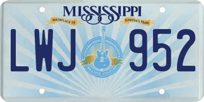 MS license plate LWJ952