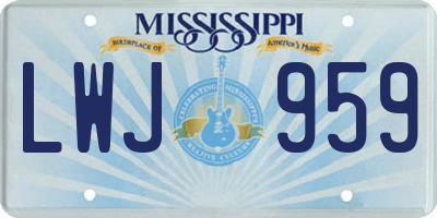 MS license plate LWJ959