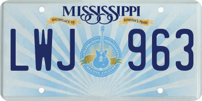 MS license plate LWJ963