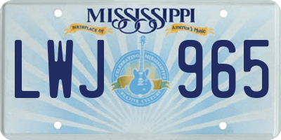 MS license plate LWJ965