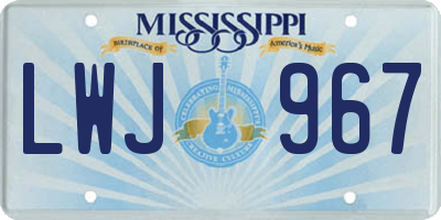 MS license plate LWJ967