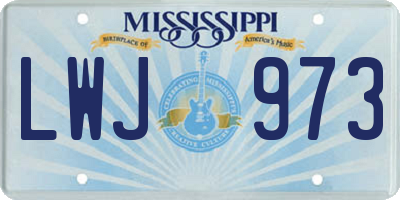 MS license plate LWJ973