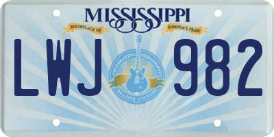 MS license plate LWJ982