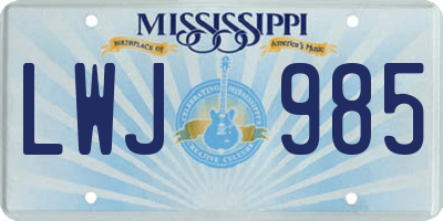 MS license plate LWJ985