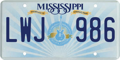 MS license plate LWJ986