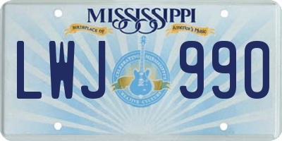 MS license plate LWJ990