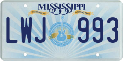 MS license plate LWJ993