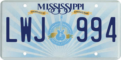MS license plate LWJ994