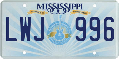 MS license plate LWJ996