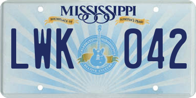 MS license plate LWK042