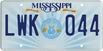 MS license plate LWK044