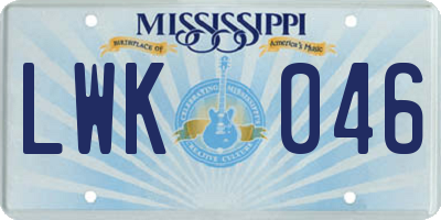 MS license plate LWK046