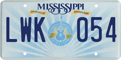 MS license plate LWK054