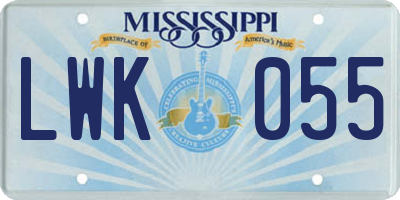 MS license plate LWK055