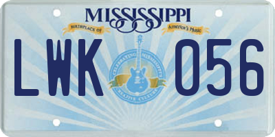 MS license plate LWK056