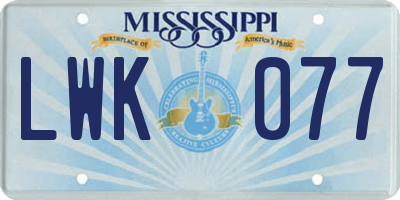 MS license plate LWK077