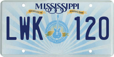 MS license plate LWK120