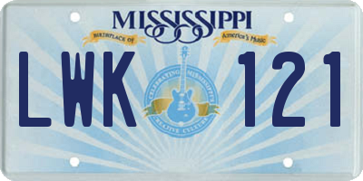 MS license plate LWK121