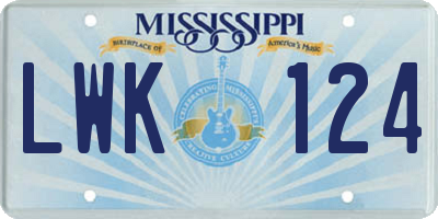 MS license plate LWK124