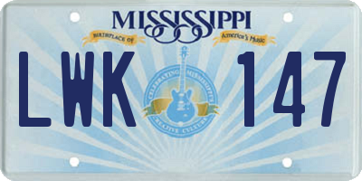 MS license plate LWK147