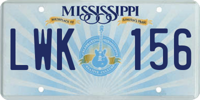 MS license plate LWK156