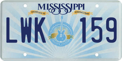 MS license plate LWK159