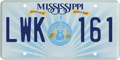 MS license plate LWK161