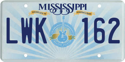 MS license plate LWK162