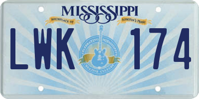 MS license plate LWK174