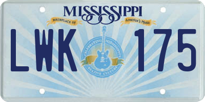 MS license plate LWK175
