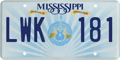 MS license plate LWK181